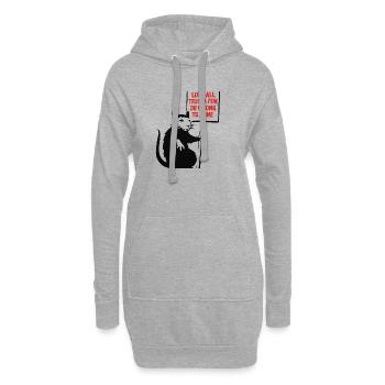 Ratte mit Protest-Schild - Hoodie-Kleid - Grau meliert - Vorne