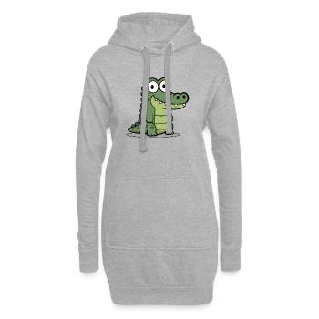 Krokodil  - Hoodie-Kleid - Grau meliert - Vorne