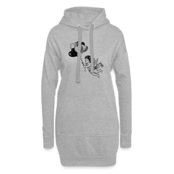 Petit ange mignon avec des ballons en forme de cœur - Sweat-shirt à capuche long Femme - gris chiné - Devant