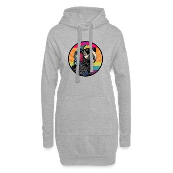 Perroquet avec des lunettes de soleil - Sweat-shirt à capuche long Femme - gris chiné - Devant