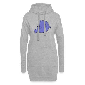 Mignon requin bleu adorable animal marinier Kawaii - Sweat-shirt à capuche long Femme - gris chiné - Devant