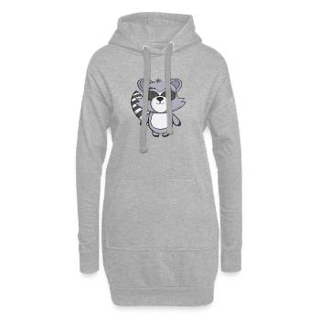 Süßer Waschbär Kawaii Müllpanda Cartoon-Tier - Hoodie-Kleid - Grau meliert - Vorne