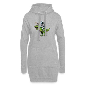 Astronaut auf Dino: Laserjagd - Hoodie-Kleid - Grau meliert - Vorne