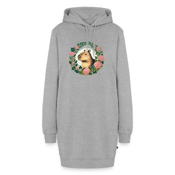 Capybara-Rosenkranz - Hoodie-Kleid - Grau meliert - Vorne