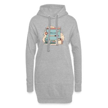 Offline Mode Retro Internet - Hoodie-Kleid - Grau meliert - Vorne