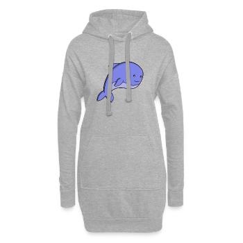Süßer blauer Fisch-Kawaii-Delfin- oder Schweinswal-Cartoon - Hoodie-Kleid - Grau meliert - Vorne