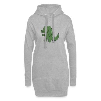 Niedlicher grüner Alligator fröhlicher Kawaii-Krokodil - Hoodie-Kleid - Grau meliert - Vorne