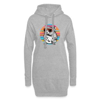 Sonnenbrillen-Hamster im Retro-Rainbow - Hoodie-Kleid - Grau meliert - Vorne