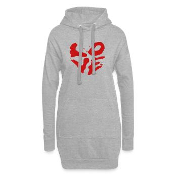 Liebe Pinselstil - Street Art - Hoodie-Kleid - Grau meliert - Vorne