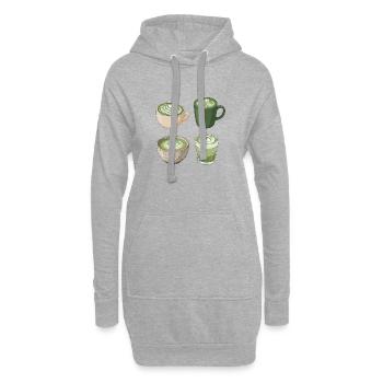 Matcha Liebe – Süße Matcha Latte Illustration - Hoodie-Kleid - Grau meliert - Vorne