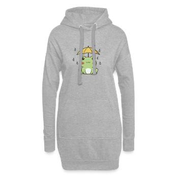 Grenouille mignonne sous la pluie – Animal kawaii - Sweat-shirt à capuche long Femme - gris chiné - Devant