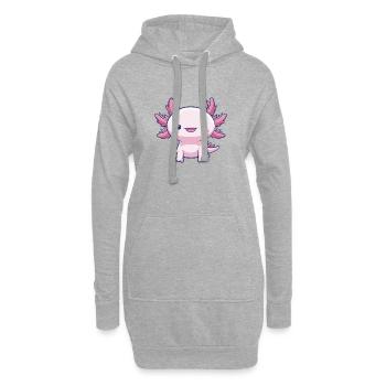 Pink kawaii Axolotl – Niedliches Tier - Hoodie-Kleid - Grau meliert - Vorne