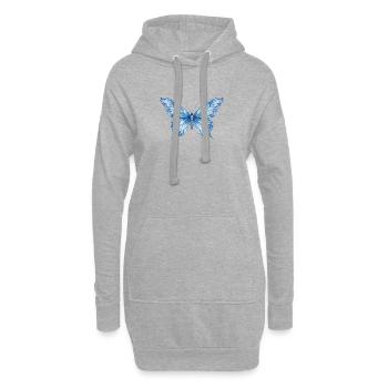 Papillon géométrique bleu - Sweat-shirt à capuche long Femme - gris chiné - Devant