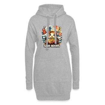 Japon Cat Ramen Nouilles Motif Vague Rétro - Sweat-shirt à capuche long Femme - gris chiné - Devant
