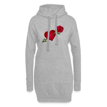 Rote Rose trifft Herz mit Pfeil Illustration - Hoodie-Kleid - Grau meliert - Vorne