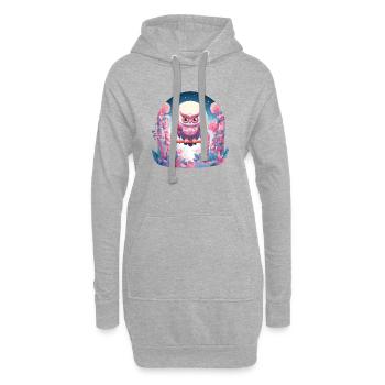 Nächtliche Eulen-Schaukel im Zauberwald - Hoodie-Kleid - Grau meliert - Vorne