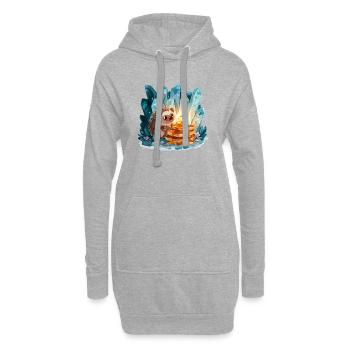 Igel mit goldenen Pfannkuchen - Hoodie-Kleid - Grau meliert - Vorne