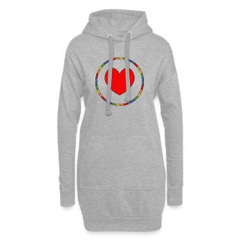 Queer LGBTQIA Herz im Regenbogenring - Hoodie-Kleid - Grau meliert - Vorne