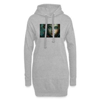 Des yeux cybernétiques dans la lumière néon - Sweat-shirt à capuche long Femme - gris chiné - Devant