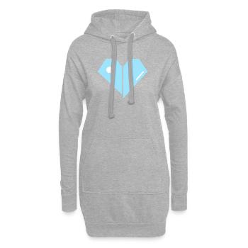 Geometrisches Blaues Herz - Hoodie-Kleid - Grau meliert - Vorne