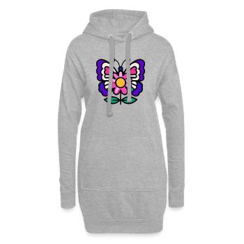 Papillon sur fleur - Sweat-shirt à capuche long Femme - gris chiné - Devant