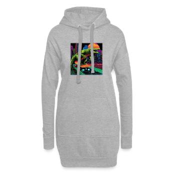 Pixel Art Crocodile – Retro Skater Synthwave - Hoodie Dress - heather grey - Front