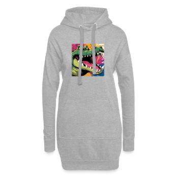 Giftgrünes Krokodil – Street Art Monster Design - Hoodie-Kleid - Grau meliert - Vorne