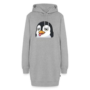 Dessin animé drôle de pingouin avec une langue agacée qui sort - Sweat-shirt à capuche long Femme - gris chiné - Devant