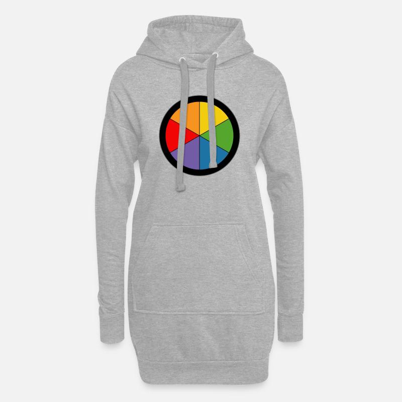 Regenbogen Farbkreis - Hoodie-Kleid - Grau meliert
