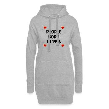 Geburtstag 1996 – Love Heart - Hoodie-Kleid - Grau meliert - Vorne