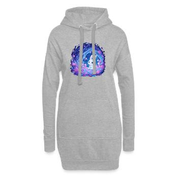 Mondschein Kaninchen im Rosenwald - Hoodie-Kleid - Grau meliert - Vorne