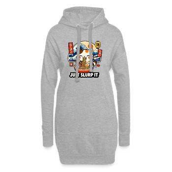 Kawaii Ramen Katze: Just Slurp It - Hoodie-Kleid - Grau meliert - Vorne