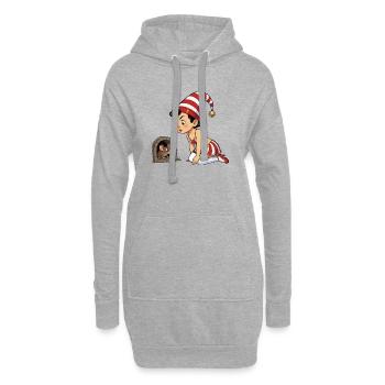 Fille lutin au trou de souris - Sweat-shirt à capuche long Femme - gris chiné - Devant