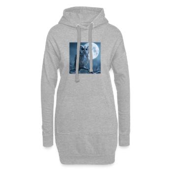 Schnee-Eule Vollmond Magische Winternacht - Hoodie-Kleid - Grau meliert - Vorne