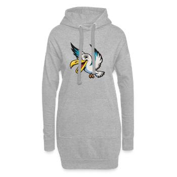 Fröhlicher Pelikan Mascot - Hoodie-Kleid - Grau meliert - Vorne