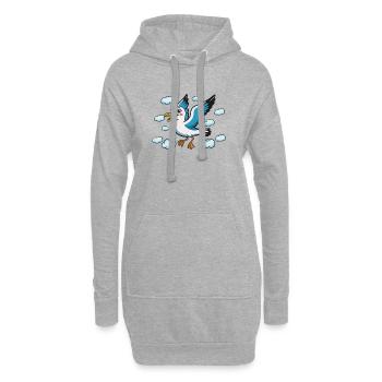 Dessin animé de mouette de Vol des Nuages - Sweat-shirt à capuche long Femme - gris chiné - Devant
