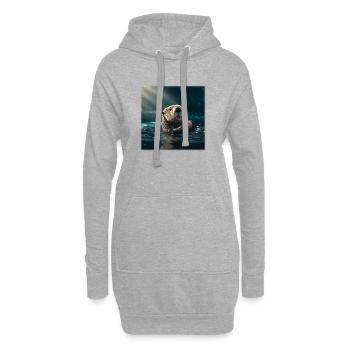 Seeotter: Entspannung auf dem Wasser mit Muschel - Hoodie-Kleid - Grau meliert - Vorne