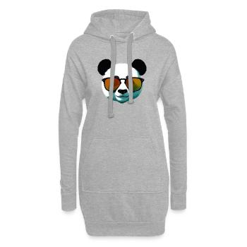 Panda mit Sonnenbrille Farbverlauf - Hoodie-Kleid - Grau meliert - Vorne