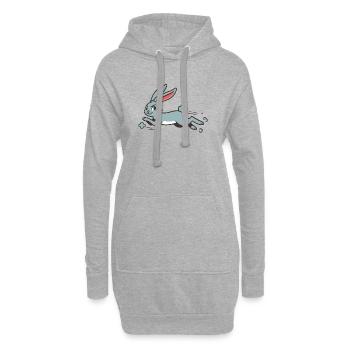 Rennender Hase Kaninchen Langohr Comic Lustig - Hoodie-Kleid - Grau meliert - Vorne