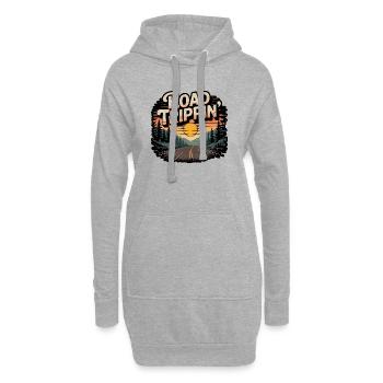 Road Trippin Rétro Vintage Aventure Coucher de Soleil - Sweat-shirt à capuche long Femme - gris chiné - Devant