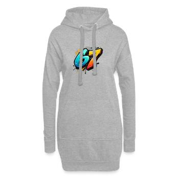 Graffiti 67 Farbexplosion - Hoodie-Kleid - Grau meliert - Vorne