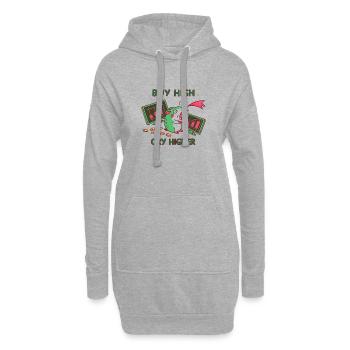 Achetez haut - criez plus haut : Investisseur et mème des actions crypto - Sweat-shirt à capuche long Femme - gris chiné - Devant