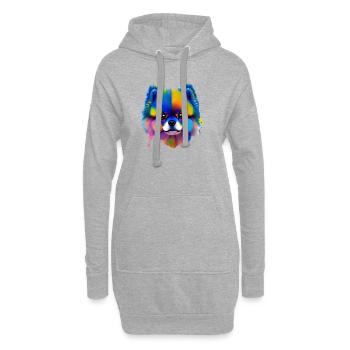 Portrait coloré d’éclaboussures de chien poméranien - Sweat-shirt à capuche long Femme - gris chiné - Devant
