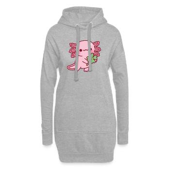 Mignon axolotl avec trèfle porte-bonheur à quatre feuilles - Sweat-shirt à capuche long Femme - gris chiné - Devant