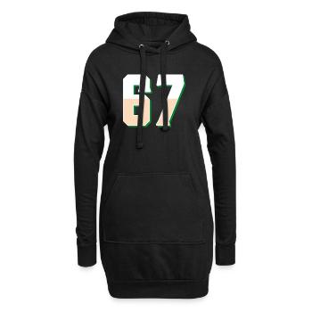 6 7 – Trendiges, minimalistisches Textdesign, - Hoodie-Kleid - Schwarz - Vorne