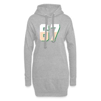 6 7 – Trendiges, minimalistisches Textdesign, - Hoodie-Kleid - Grau meliert - Vorne