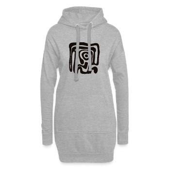 Schwarze Abstraktspirale - Hoodie-Kleid - Grau meliert - Vorne