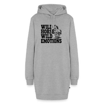 Wildpferd, wilde Gefühle - Hoodie-Kleid - Grau meliert - Vorne