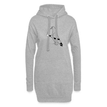 Pigeon with Coffee – Illustration minimale - Sweat-shirt à capuche long Femme - gris chiné - Devant