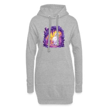 Le lapin dans la grotte de cristal - Sweat-shirt à capuche long Femme - gris chiné - Devant
